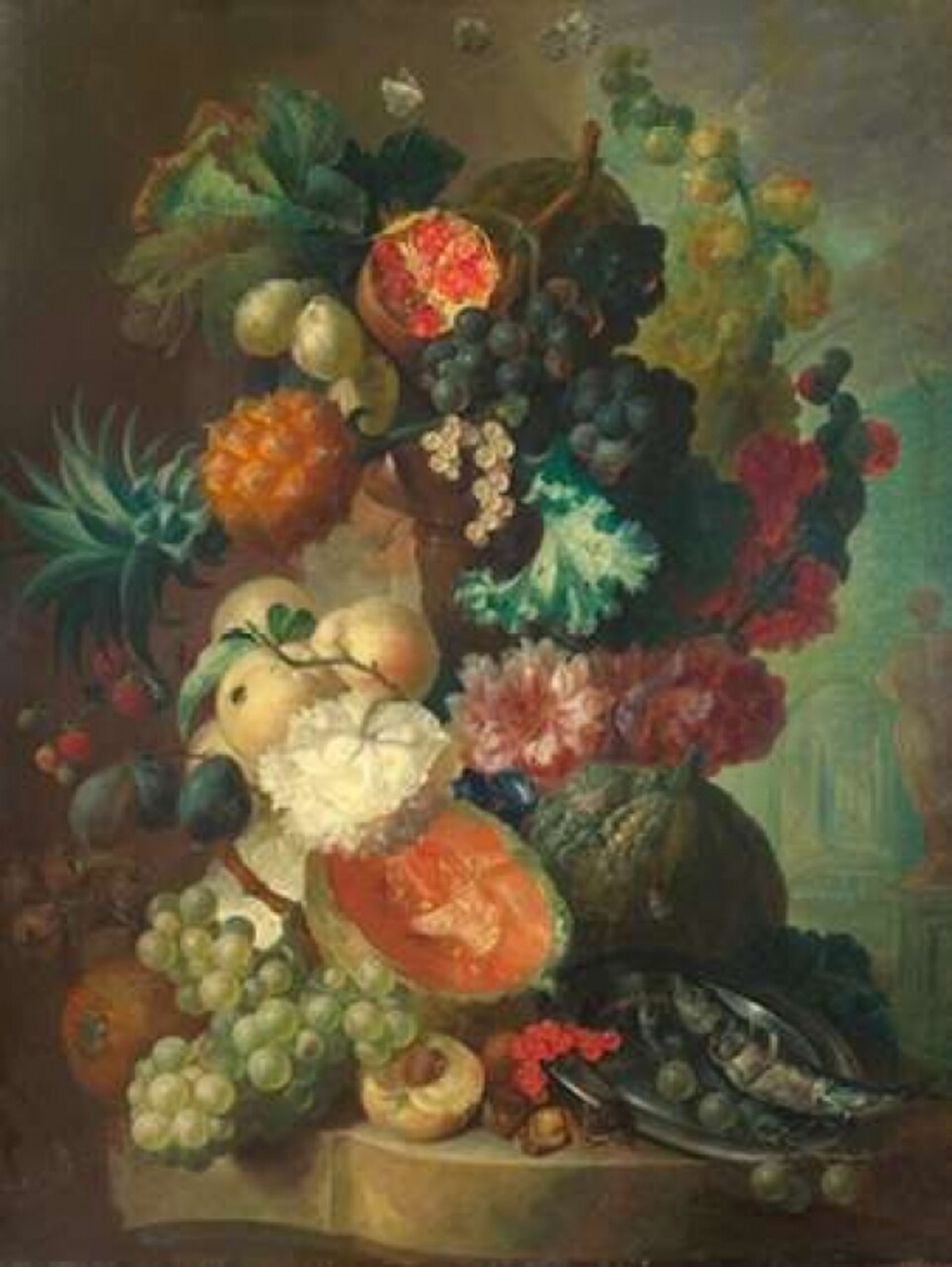 Fruit, flowers and a fish Poster Print by Jan Van Os - Item # VARPDX3AA2729
